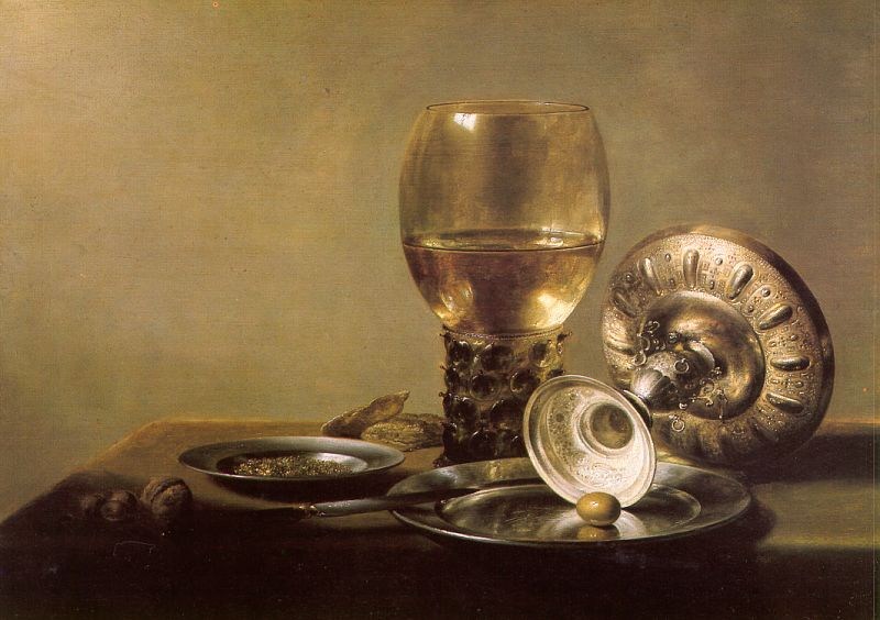 Unknown Artist Still Life with Wine Glass and Silver Bowl